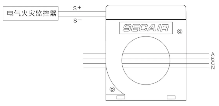 J-SCM41(160)剩余電流式<a href=http://m.v201.cn/dianqihuozai/ target=_blank class=infotextkey>電氣火災監控</a>探測器接線圖